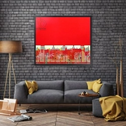 «Red Painting» в интерьере в стиле лофт над диваном