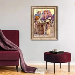 «The Golden Calf» в интерьере гостиной в бордовых тонах