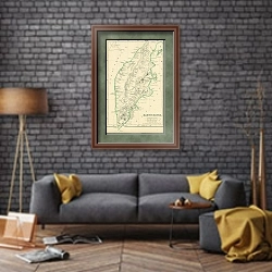 «Карта Камчатки» в интерьере в стиле лофт над диваном
