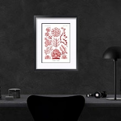 «Florideae–Rotalgen» в интерьере кабинета в черных цветах над столом
