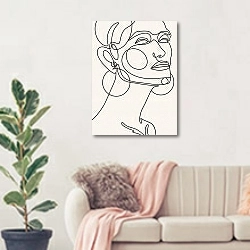 «Girl in profile» в интерьере современной светлой гостиной над диваном