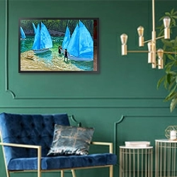 «Blue sails,Looe, 2018,» в интерьере в классическом стиле в синих тонах