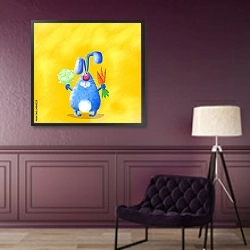 «Синий кролик с подарками» в интерьере в классическом стиле в фиолетовых тонах