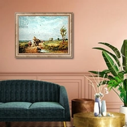 «Going to the Hayfield, 1853» в интерьере классической гостиной над диваном
