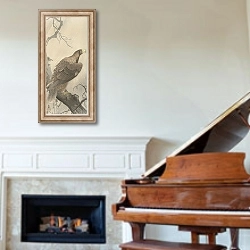 «Eagle on tree branch» в интерьере классической гостиной над камином