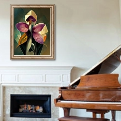 «Орхидеи» в интерьере классической гостиной над камином
