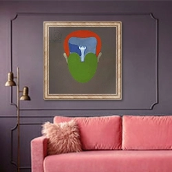 «Head; Cabeza, 1968» в интерьере гостиной с розовым диваном