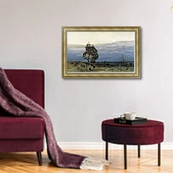 «Сумерки.1889» в интерьере гостиной в бордовых тонах