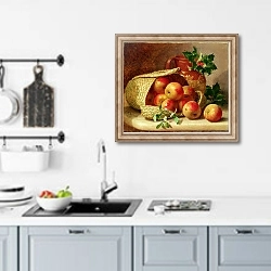 «Still Life with holly and mistletoe» в интерьере кухни над мойкой