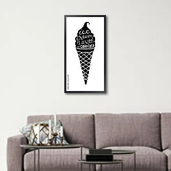 «Мороженое - всегда хорошая идея» в интерьере в скандинавском стиле над диваном