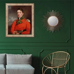 «Captain Richard Gubbins, c.1804-05» в интерьере классической гостиной с зеленой стеной над диваном