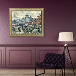 «Ancient Moscow, departure after a fight» в интерьере в классическом стиле в фиолетовых тонах