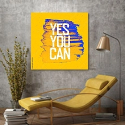«Мотивирующий плакат 3» в интерьере в стиле лофт с желтым креслом