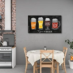 «Виды пива» в интерьере кухни над обеденным столом
