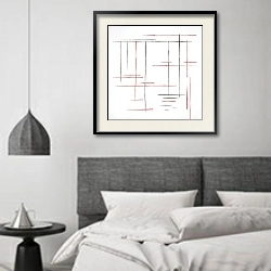 «Scratched lines №2» в интерьере спальне в стиле минимализм над кроватью