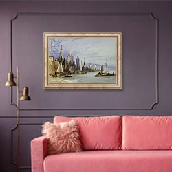 «Mayence, on the Rhine, 1895» в интерьере гостиной с розовым диваном