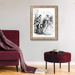 «Illustration from 'L'Emile' by Jean-Jacques Rousseau published in 1851» в интерьере гостиной в бордовых тонах