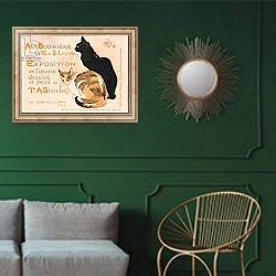 «At the Bodiniere, 1894» в интерьере классической гостиной с зеленой стеной над диваном