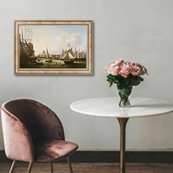 «View of the River Thames» в интерьере в классическом стиле над креслом