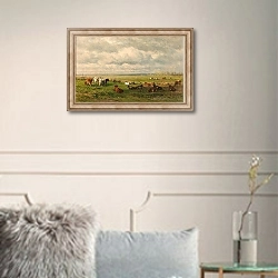 «Meadow Landscape with Cattle» в интерьере в классическом стиле в светлых тонах