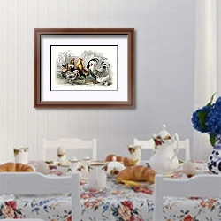 «Петухи и курицы» в интерьере столовой в стиле прованс над столом