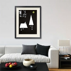 «Black&White fantasies.  Cat and the Moon» в интерьере в стиле минимализм над тумбой