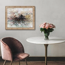«Abscape 1, abstract, landscape,, painting» в интерьере в классическом стиле над креслом
