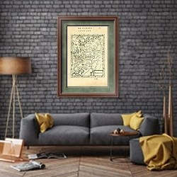 «Карта Великого княжества Московского №2» в интерьере в стиле лофт над диваном