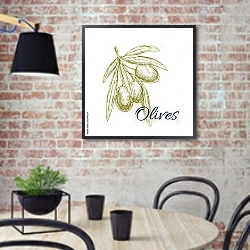 «Оливковая ветвь с оливами» в интерьере современной кухни с кирпичной стеной
