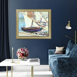 «Fishing boats 1» в интерьере в классическом стиле в синих тонах