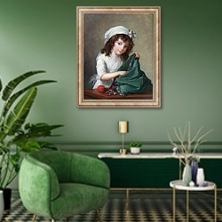 «Мадемуазель Брогниарт» в интерьере гостиной в зеленых тонах
