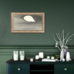 «Egret.» в интерьере прихожей в зеленых тонах над комодом