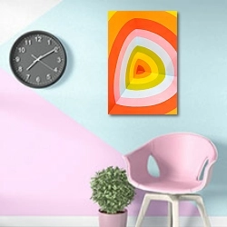 «Круглый угол» в интерьере комнаты в стиле поп-арт в розово-голубых цветах