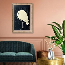 «Egret in the rain» в интерьере классической гостиной над диваном