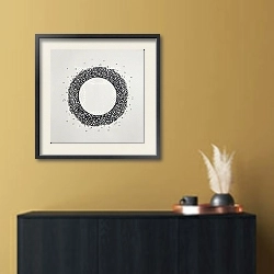 «The circles. Ring 13» в интерьере спальне в стиле минимализм над кроватью