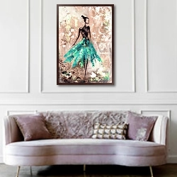 «Женщина в платье» в интерьере гостиной в классическом стиле над диваном