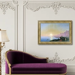 «Морской залив 2» в интерьере в классическом стиле над банкеткой