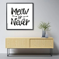 «Meow or never» в интерьере в скандинавском стиле над тумбой