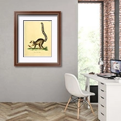 «Кошачий лемур Lemur Catta» в интерьере современного кабинета на стене