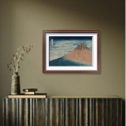 «South Wind, Clear Sky, from the series Thirty-six Views of Mount Fuji» в интерьере в этническом стиле в коричневых цветах