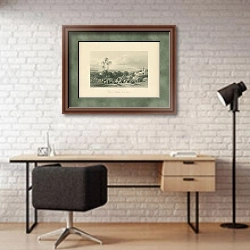 «Равнина Эсдраэль» в интерьере современного кабинета с кирпичными стенами