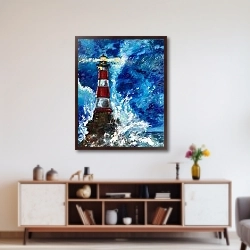 «Маяк - картина с маяком на холсте - принт с авторской картины» в интерьере 