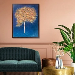«Tree in Blossom, 1997» в интерьере классической гостиной над диваном