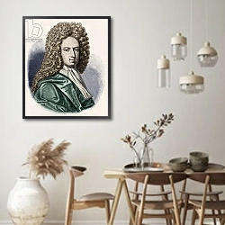 «Daniel Defoe -  portrait. English author and journalist 1660-1731» в интерьере столовой в стиле ретро