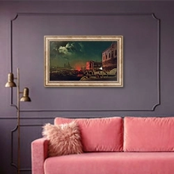 «Serenade in St. Mark's Place» в интерьере гостиной с розовым диваном