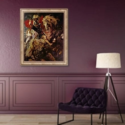 «Битва с драконом. Фрагмент» в интерьере в классическом стиле в фиолетовых тонах