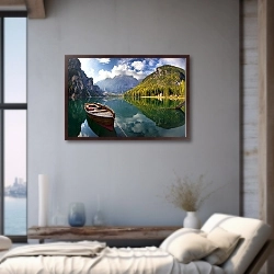 «Италия. Озеро Брайес. Солнечный День и Лодка» в интерьере 