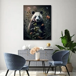 «Панда» в интерьере современной гостиной над комодом