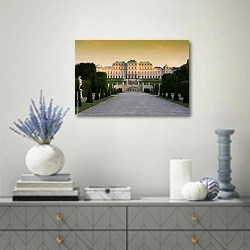 «Австрия, Вена, дворец Бельведер» в интерьере современной гостиной с голубыми деталями