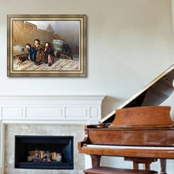 «Тройка» в интерьере классической гостиной над диваном